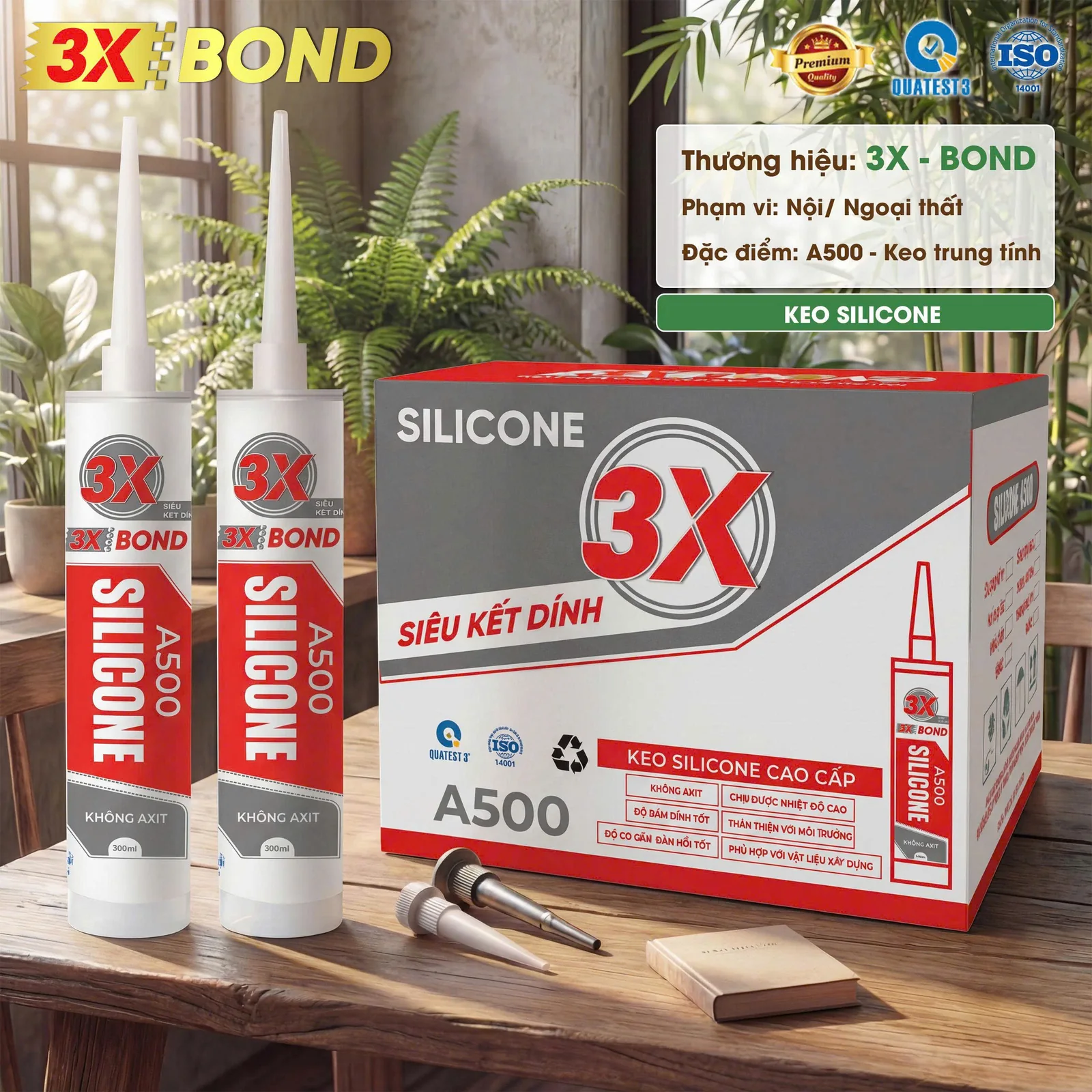 Silicone 3X-BOND X500: chai 300ml và thùng